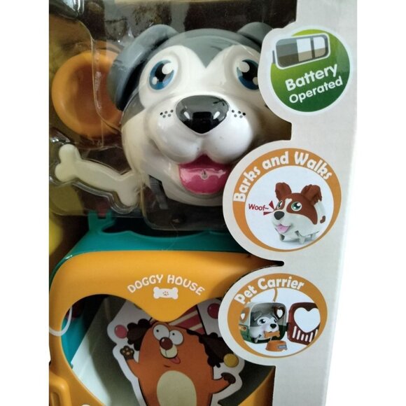 Doggy House Pet Carrier Toy Set Battery Operated Barks Walks With Accessories - Picture 3 of 8